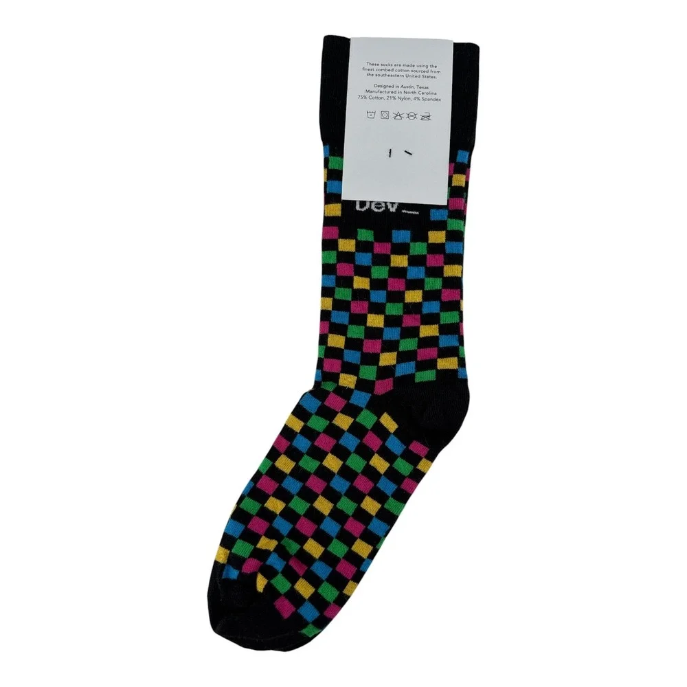 Slack Dev Salesforce Combed Cotton Multi Color Checkered Crew Socks Unisex